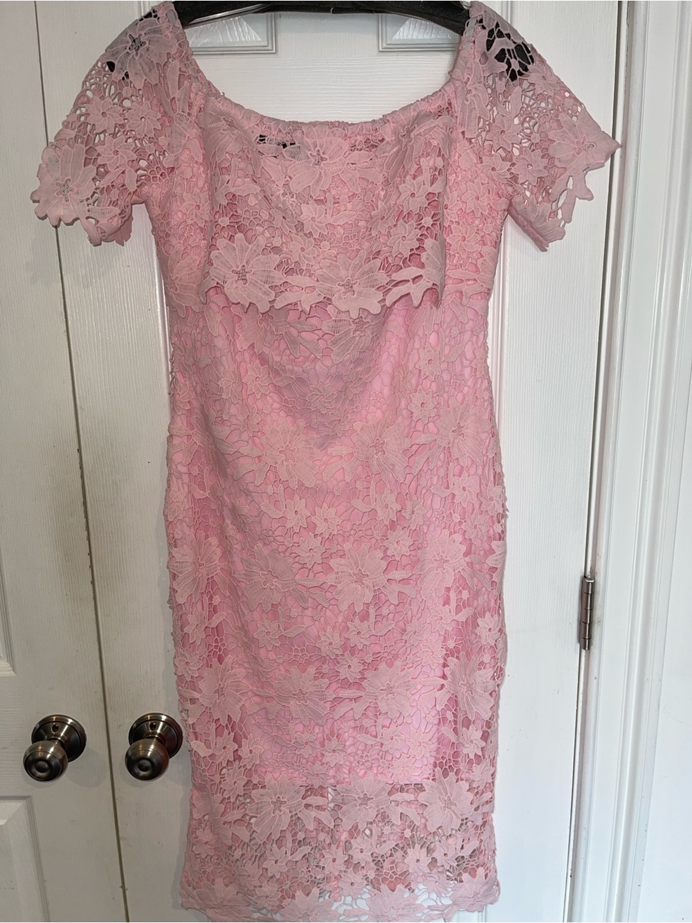 EILLY BAZAR Pink Crochet Lace MIDI Dress Sz L SKU: 0916-26